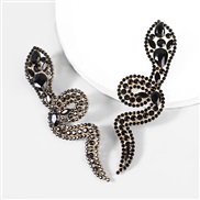( black)occidental style personality trend Alloy diamond Rhinestone fully-jewelled snake earrings woman retro fashionea