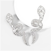 ( Silver)occidental style personality trend Alloy diamond Rhinestone fully-jewelled snake earrings woman retro fashione