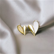 (E /)silver Korea big brief heart-shaped diamond earrings black color creative love fashion ear stud woman