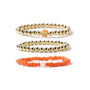 ( orange) Bohemian style  color beads gold Beads bracelet three