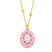 ( Pink)occidental style  geometry Oval eyes pendant  personality fashionI necklace sweater chainnkz