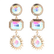 (AB color)occidental style fashion style drop gem earring  retro palace temperament long style colorful diamond earrings