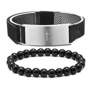 ( black+ Black )stainless steel bracelet cross chain buckle eyes black agate lovers gift