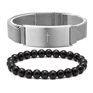 (+ Black )stainless steel bracelet cross chain buckle eyes black agate lovers gift