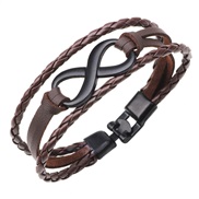 ( brown)occidental style Word real leather braceletPU leather weave rope man punk wind personality