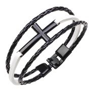 ( white) new Metal cross weave bracelet real leather rope three color personality fashion