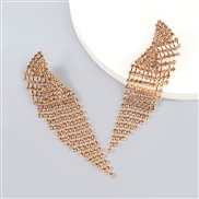 ( Gold)occidental style personality trend geometry Alloy diamond Rhinestone tassel earrings woman fashionearrings