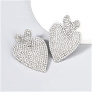 ( white)Alloy diamond Rhinestone Double layer love fully-jewelled earrings women super Earringearrings
