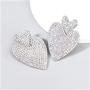 (AB color)Alloy diamond Rhinestone Double layer love fully-jewelled earrings women super arringearrings