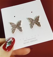 silver zircon earrings diamond butterfly tassel long style ear stud woman earring temperament Earring high