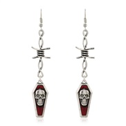 ( anti silver)  occidental style punk black series skull color enamel earrings