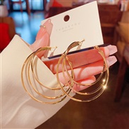 (Agold )silver occidental styleins exaggerating multilayer circle earrings woman same style circle personality ear stud