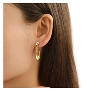 ( Gold)occidental style fashion geometry gold earrings  brief temperament Alloy earring F
