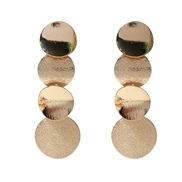 ( Gold) geometry Round exaggerating Metal long style earring  gold earrings woman occidental style arring F