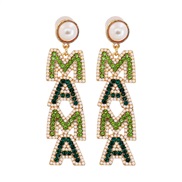 ( green)UR Autumn and Winter fashion brief diamond embed Pearl Word Modeling earrings