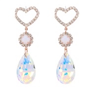 (AB color)fashion multilayer hollow heart-shaped Alloy diamond drop glass diamond earring woman occidental style earrin