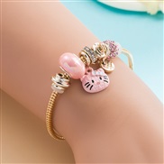 ( Pink)occidental style fashion personalityP more styleDIY lovely cat cat pendant Alloy bracelet trend bangle