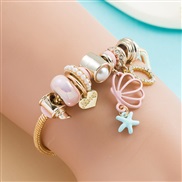 ( Pink)occidental style fashion new Shells pendant more elements Alloy bracelet wind bangleP more bracelet woman