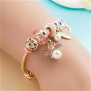 ( Pink)occidental style fashionDIY more elements pendant Alloy bracelet high temperament all-Purpose bangle