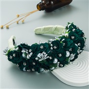 ( green) eadband crafts fashion temperament flowers eadband exaggerating width three-dimensional Pearl