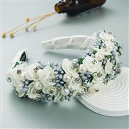 (Rice white ) eadband crafts fashion temperament flowers eadband exaggerating width three-dimensional Pearl