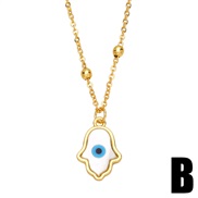(B)occidental style eyes pendant necklace creative personality colorful diamond eyes man woman style necklacenkb