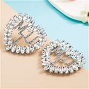 ( white)occidental style fashion trend geometry heart-shaped embed Rhinestone earrings woman exaggerating Word Earring