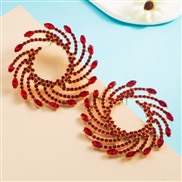 ( red)occidental style exaggerating fashion Alloy diamond color Acrylic earrings woman temperament super fully-jewelled