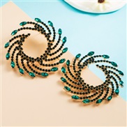 ( green)occidental style exaggerating fashion Alloy diamond color Acrylic earrings woman temperament super fully-jewell