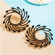 ( black)occidental style exaggerating fashion Alloy diamond color Acrylic earrings woman temperament super fully-jewell