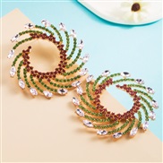 (green )occidental style exaggerating fashion Alloy diamond color Acrylic earrings woman temperament super fully-jewell