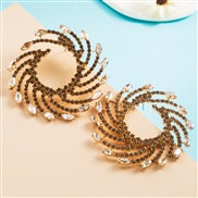 (Coffee )occidental style exaggerating fashion Alloy diamond color Acrylic earrings woman temperament super fully-jewel