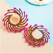 ( rose Red)occidental style exaggerating fashion Alloy diamond color Acrylic earrings woman temperament super fully-jew