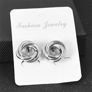 ( Silver)   earrings occidental style exaggerating personality Metal flower tube ear stud