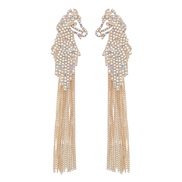 ( Gold)ins wind personality Rhinestone diamond earrings woman occidental style Alloy chain tassel Earring