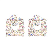 (AB color)earrings fashion colorful diamond series square Alloy diamond earrings woman occidental style geometry ear st