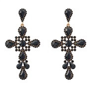 ( black)earrings fashion colorful diamond series Alloy diamond cross earrings woman Bohemia occidental style earring
