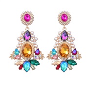 ( Color)earrings fashion colorful diamond series multilayer Alloy diamond embed Pearl earrings woman occidental style r