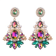 (color )earrings fashion colorful diamond series multilayer Alloy diamond embed Pearl earrings woman occidental style r