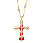 ( red)occidental style personality cross necklace enamel diamond cross pendantnkb