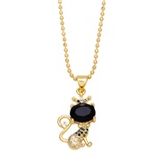 ( black)occidental style samll fully-jewelled zircon lovely crown cat pendant necklace clavicle chainnkb
