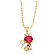 ( rose Red)occidental style samll fully-jewelled zircon lovely crown cat pendant necklace clavicle chainnkb