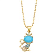 occidental style samll fully-jewelled zircon lovely crown cat pendant necklace clavicle chainnkb