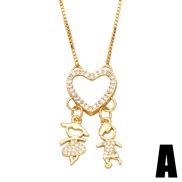 (A)samll cartoon love zircon lovers necklace occidental style personality boy girl clavicle chainnkb