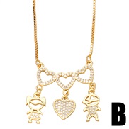 (B)samll cartoon love zircon lovers necklace occidental style personality boy girl clavicle chainnkb