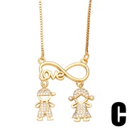 (C)samll cartoon love zircon lovers necklace occidental style personality boy girl clavicle chainnkb