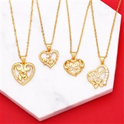 (K)occidental style style Wordom embed zircon heart-shaped fashion necklacenkb