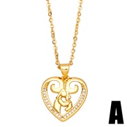 (K)occidental style style Wordom embed zircon heart-shaped fashion necklacenkb
