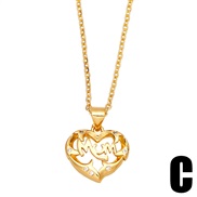 (C)occidental style style Wordom embed zircon heart-shaped fashion necklacenkb