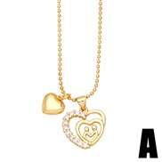 (A)creative personality Double pendant necklace woman Wordmom love diamond zircon clavicle chain necklacenkb
